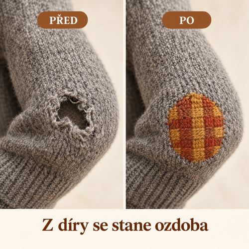 Před a po – oprava díry ve svetru